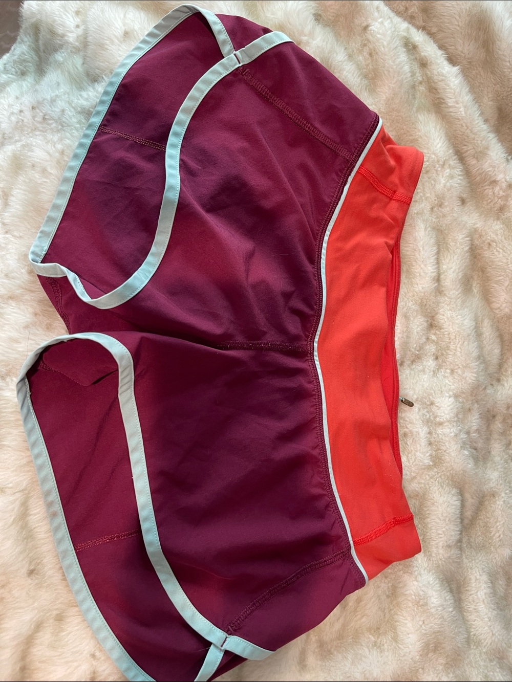 Lululemon Burgundy and Coral Athletic Running Shorts